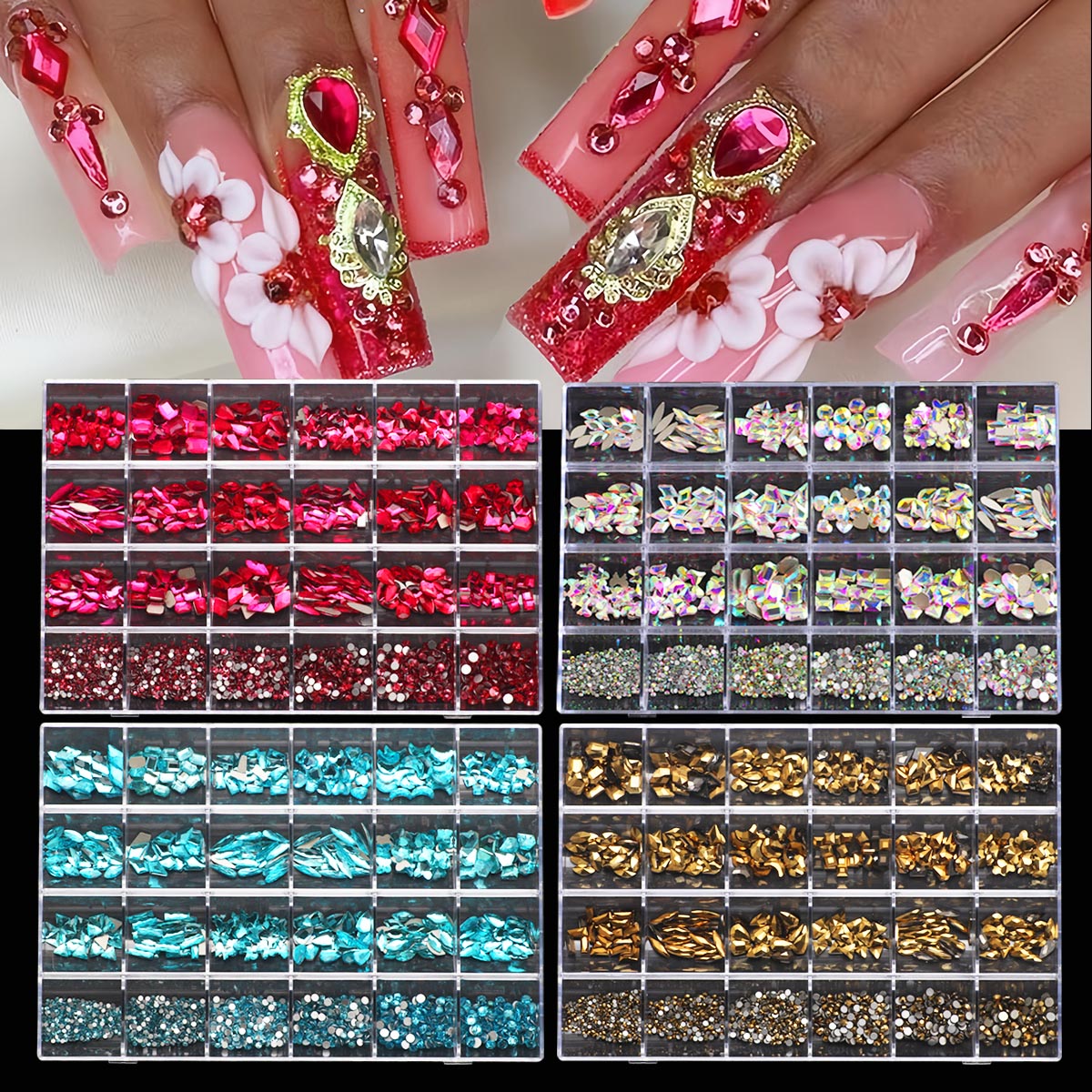 Nail Art Valentines Day - 1 Box of Multi -Shaped 3D