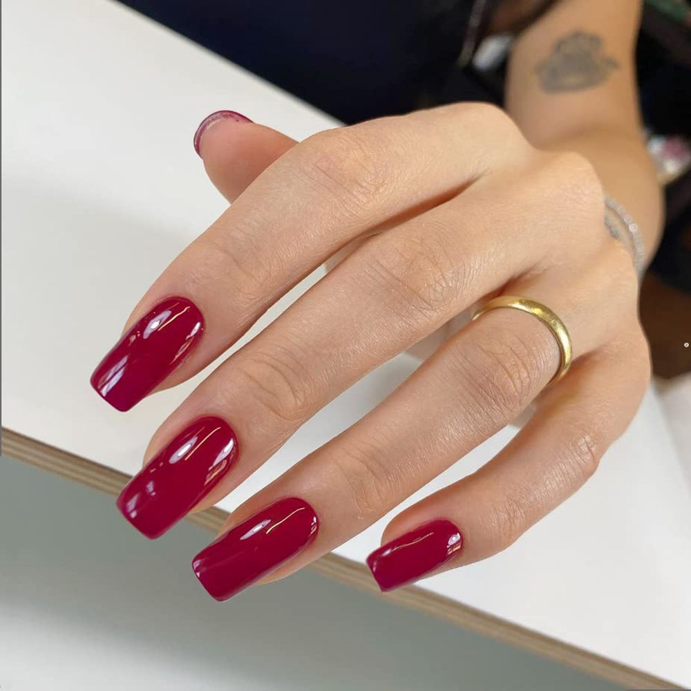 ARTAUG 24PCS Short Square Red  - Nail Art Pink review and price