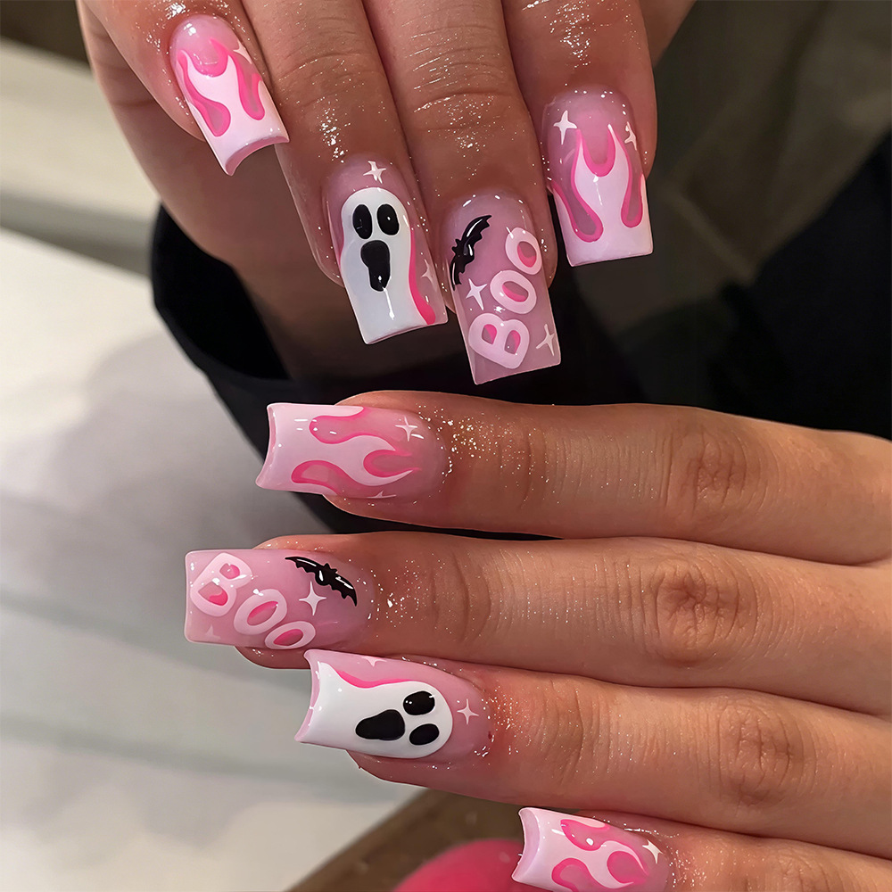 24Pcs Halloween Press On Nails - Nail Art Pink review and price