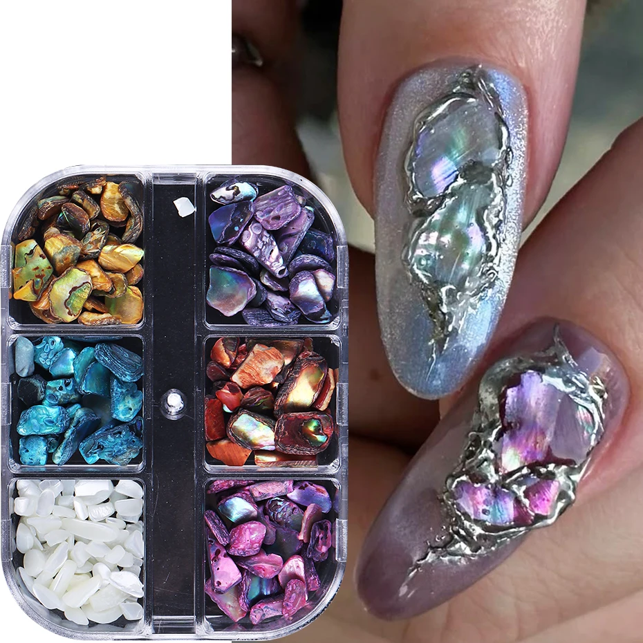 6 Grids Abalone Shell Flakes N - Nail Art Valentines Day review and price