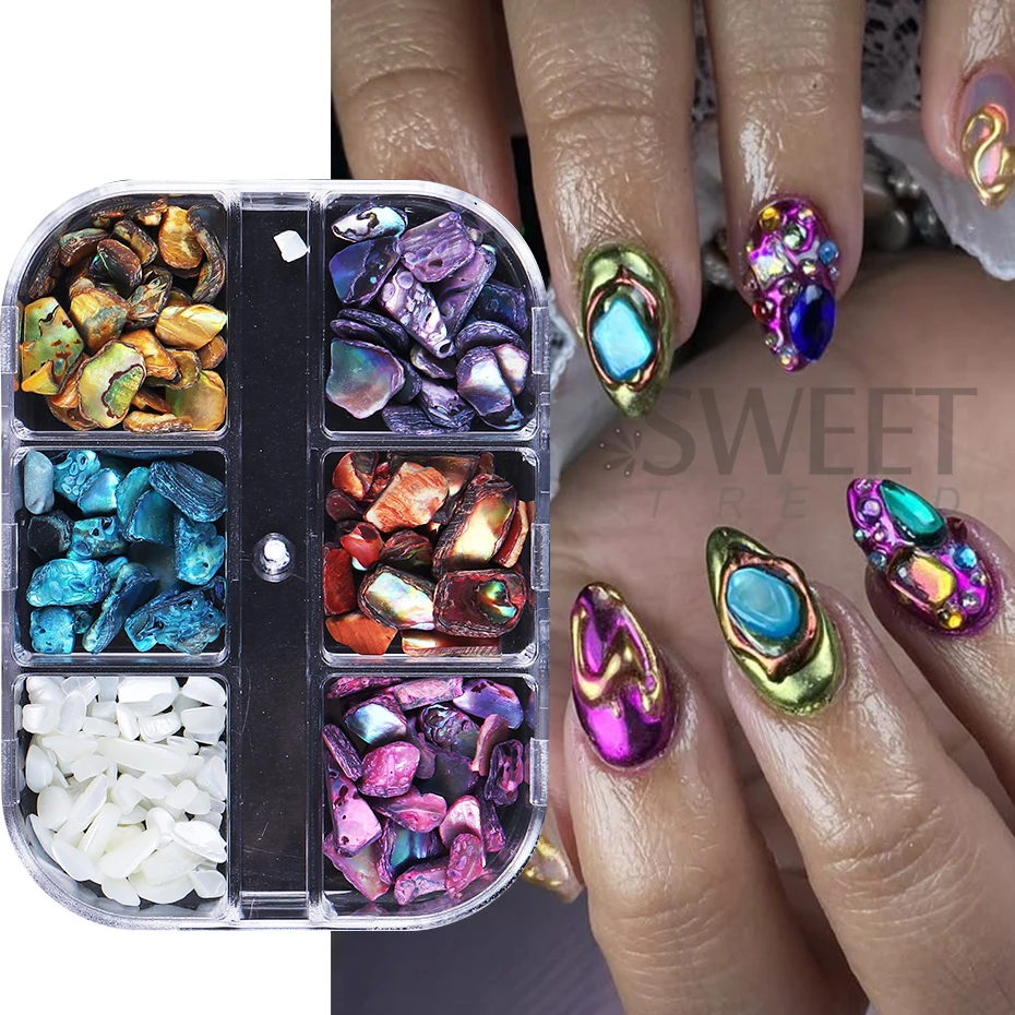 6 Grids Abalone Shell Flakes N - Nail Art Valentines Day review and price
