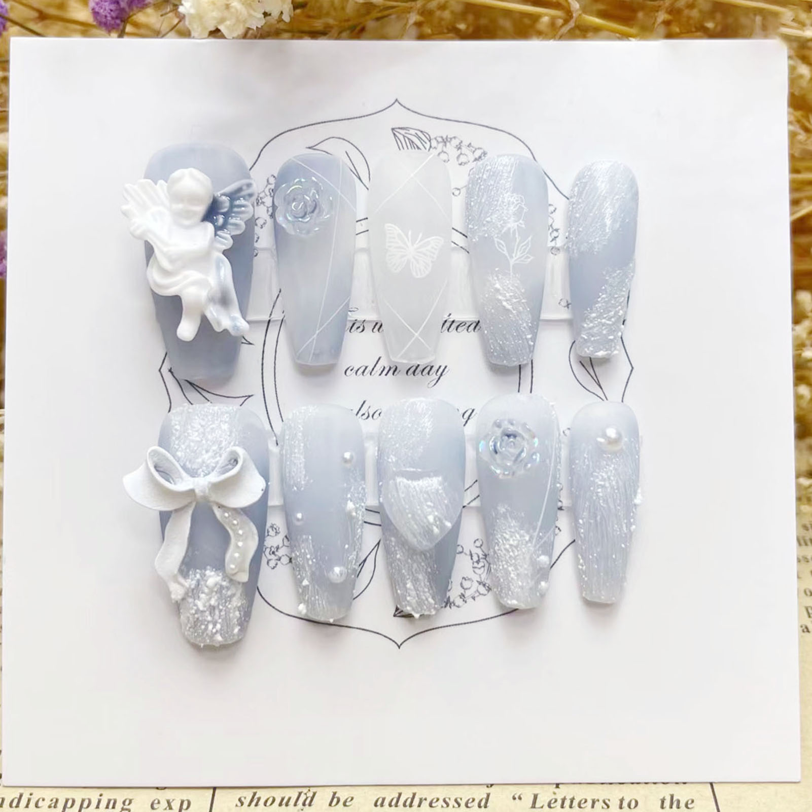3D Plaster Angel False Nails G - Nail Art Press On review and price