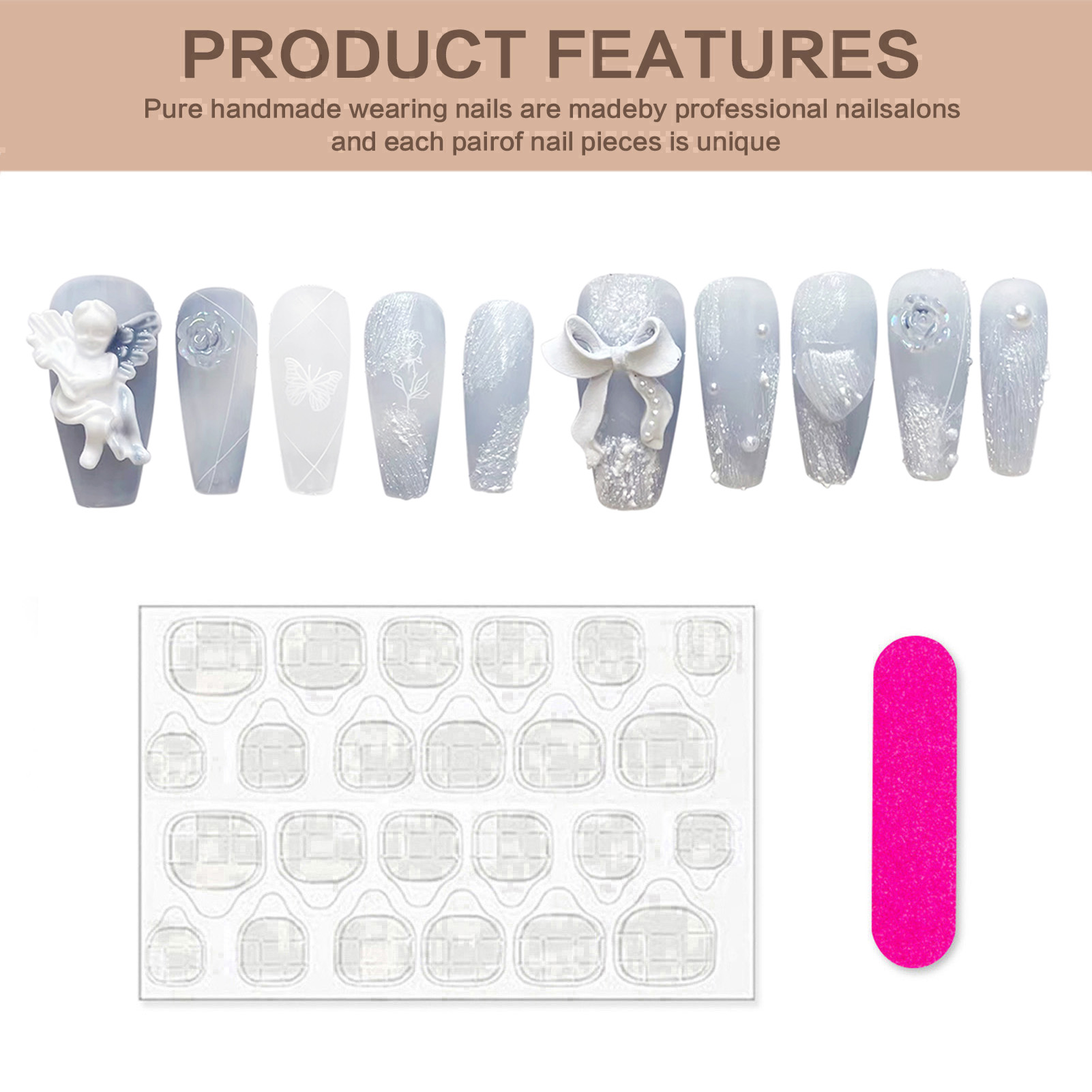 3D Plaster Angel False Nails G - Nail Art Press On review and price