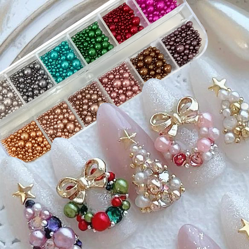 12 colors Mix Size Nail Pearls - Nail Art Valentines Day review and price