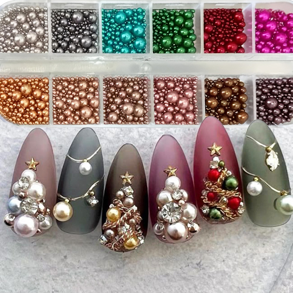 12 colors Mix Size Nail Pearls - Nail Art Valentines Day review and price