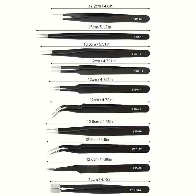 10Pcs Precision ESD Tweezers,  - Nail Art Ombre review and price