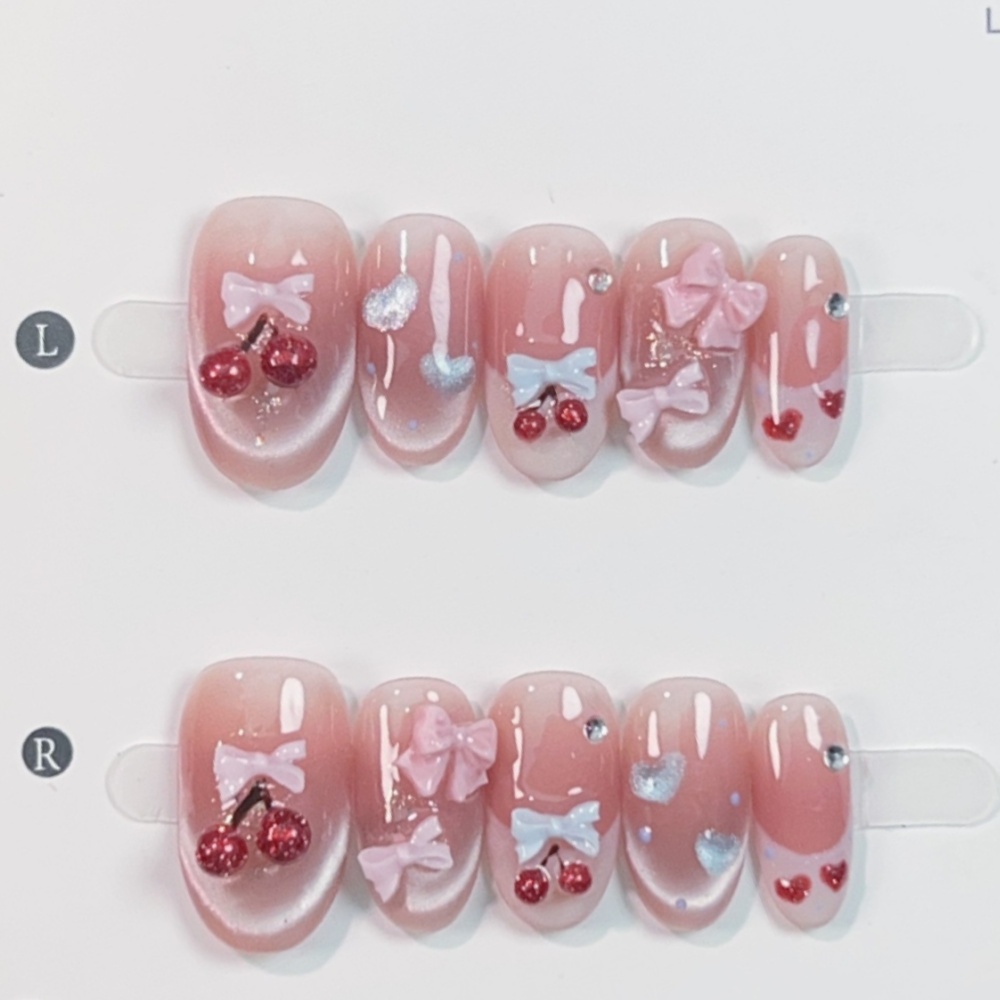 10pcs Cat's Eye Handmade Fake  - Nail Art Pink review and price