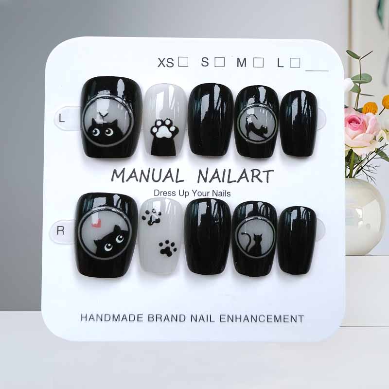 10Pcs Cute Cartoon Black Cat a - Nail Art Pink review and price