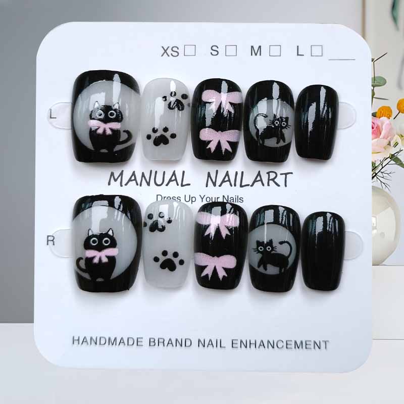 10Pcs Cute Cartoon Black Cat a - Nail Art Pink review and price