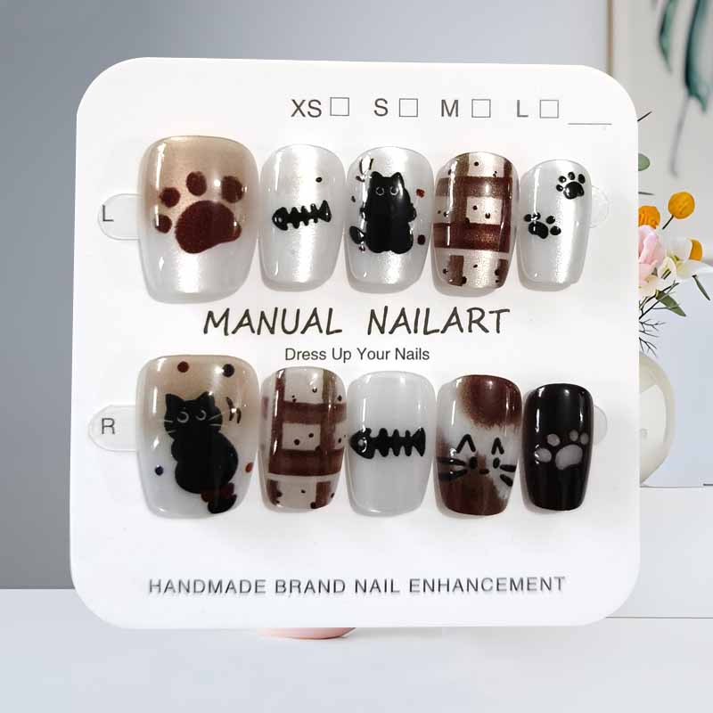 10Pcs Cute Cartoon Black Cat a - Nail Art Pink review and price